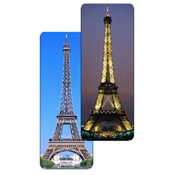 Lenticular bookmark with Paris, France Eiffel Tower changes from day to ...